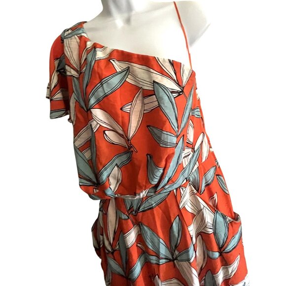 Flirty Tropical Off One Shoulder Jumpsuit Womens XL Coconinno Wide Leg - Picture 2 of 15